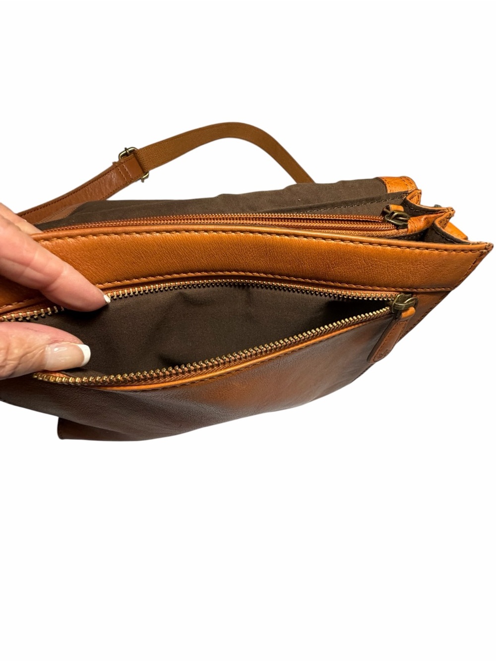 Oak & Tan Leather Crossbody Bag - Picture 5 of 16